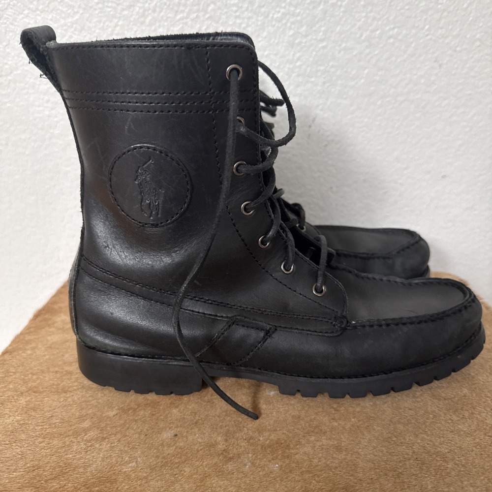 Vintage Polo Ralph Lauren Ranger Boots Black Leather 10 D